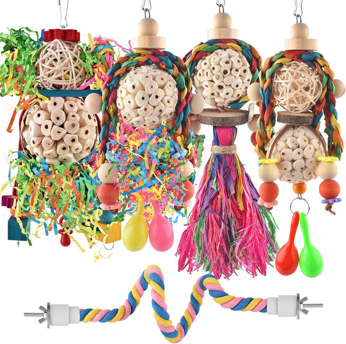 bissap 2pcs parrot foraging shredder toys sola balls sepak takraw for cockatiels parakeets conures love birds cage toy