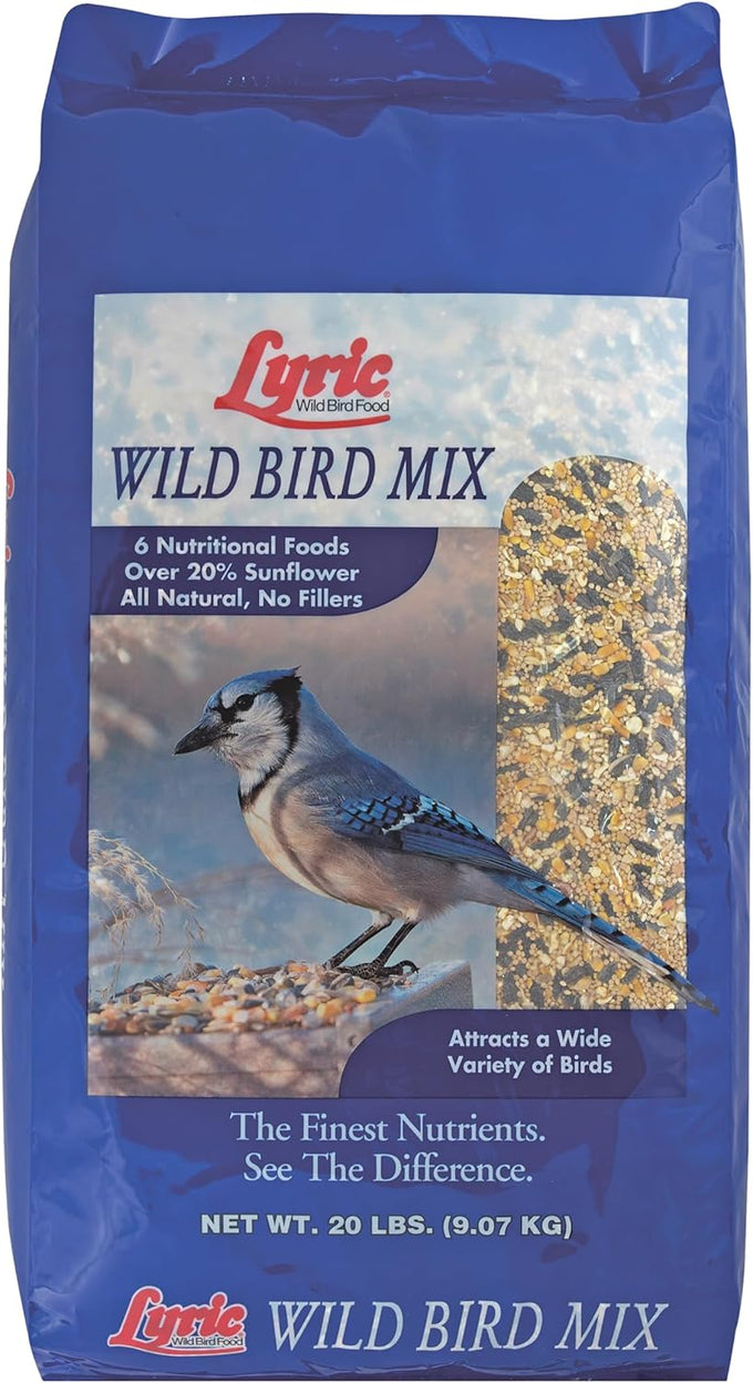 Lyric 20 lb All-Natural Wild Bird Mix with Corn, Nuts, and Sunflower Seeds for Outside Feeders