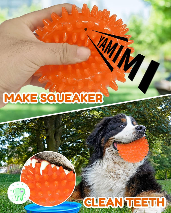 pweituoet 4.5" heavy duty squeaky dog balls for medium large dogs, 2 pack