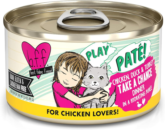 Weruva B.F.F. Play Chicken, Duck & Turkey Paté Lovers Wet Cat Food, 5.5oz Can (Pack of 8)