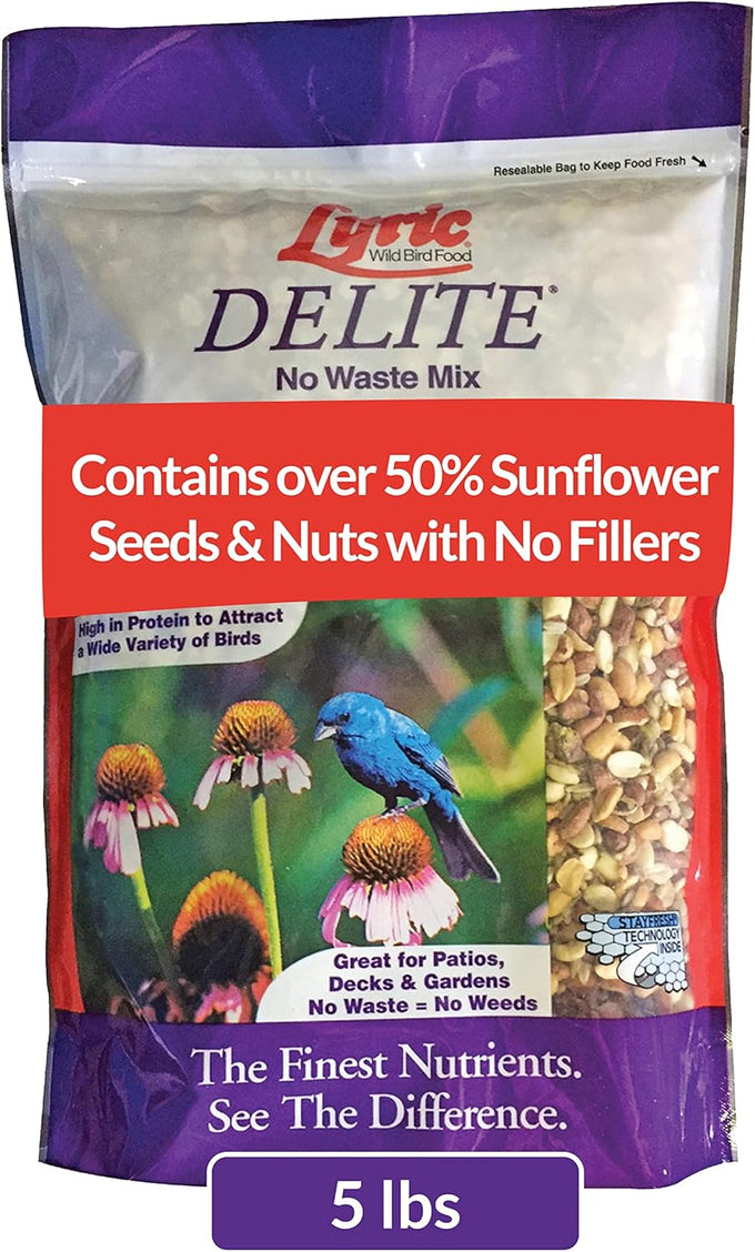 lyric delite 5 lb no waste bird seed mix for outside feeders attracts buntings chickadees finches
