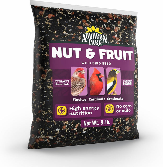 Audubon Park 8 lb Premium Bird Seed Blend with Sunflower, Peanuts, Safflower & Dried Fruit for Outside Bird Feeders