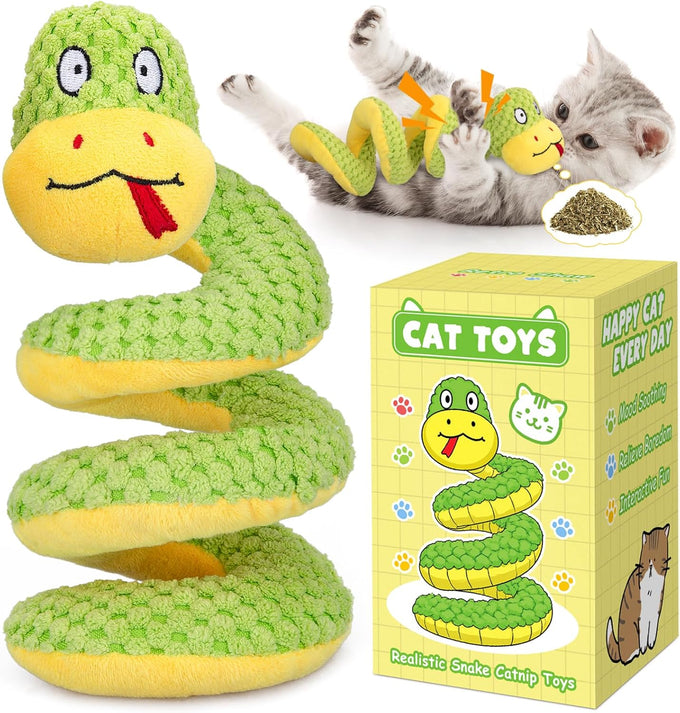 Retro Shaw 11" Realistic Silvervine & Catnip Snake Cat Toy with Crinkle Sound, Bite-Resistant Plush