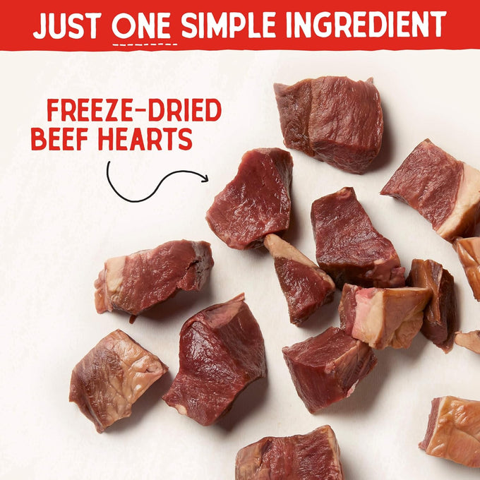 Stella & Chewy's premium freeze-dried raw beef heart dog treats, single ingredient, no additives, 3oz bag, perfect for training and picky eaters