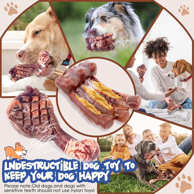 Fuufome 2 pack indestructible tough nylon dog toys for large breed with milk flavor
