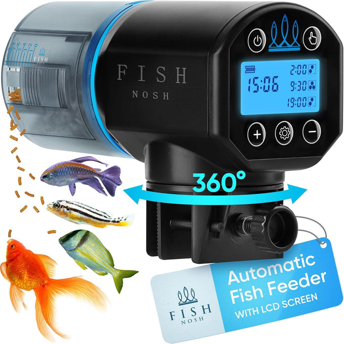 Fishnosh 2026 Automatic Fish Feeder for Small to Big Aquariums and Pond, Blue, Programmable Up to 9 Feedings