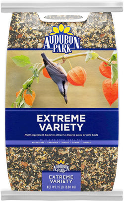 Audubon Park extreme variety wild bird seed for outside feeders, 15-lb. bag, year-round use