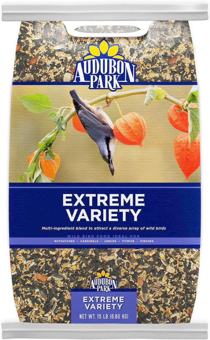 Audubon Park extreme variety wild bird seed for outside feeders, 15-lb. bag, year-round use