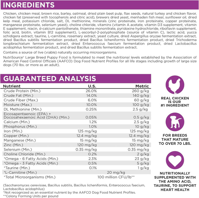 Nutrisource Large Breed Puppy Dog Food, 5 Lb