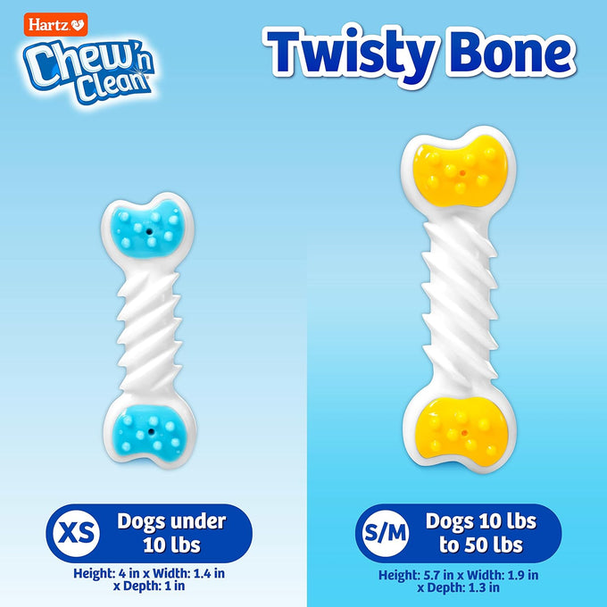 Hartz Chew 'n Clean Twisty Bone Dog Chew Toy, Bacon Scented, Extra Small for Moderate Chewers