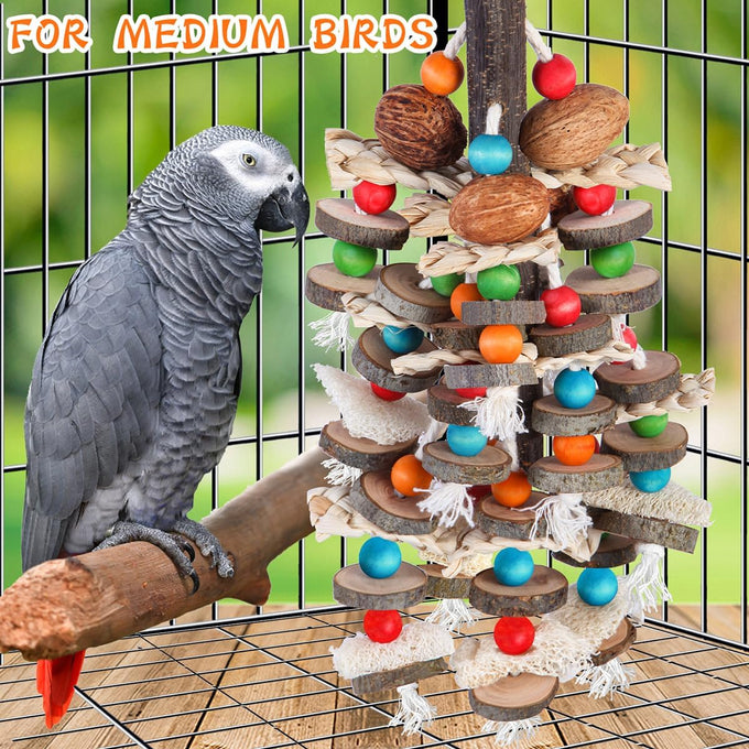 bbjinronjy natural bird chewing toys for african grey, macaws, conure, cockatoos, cockatiel and small birds