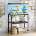 MahanCRIS 20-gallon fish tank stand with 2-tier storage shelves, heavy duty breeder turtle terrarium stand rack, rustic brown, FTHR2001