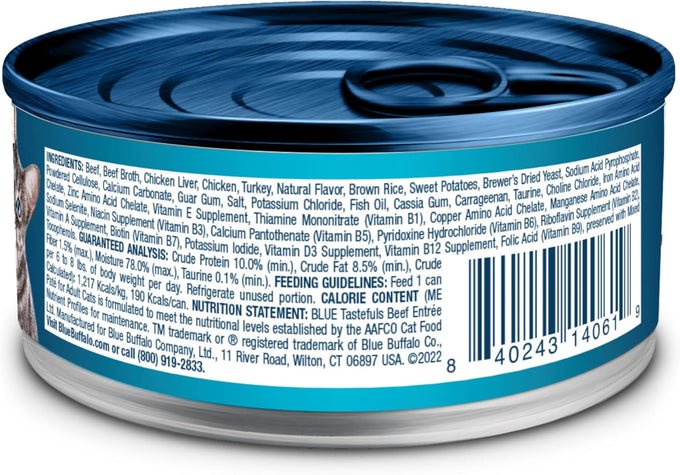 Blue Buffalo Beef Entrée Wet Cat Food, 24 Count, 5.5-oz Cans, Made with Natural Ingredients