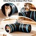 Tempcore 3-way collapsible cat tunnel for indoor cats, kittens, and small pets with peek hole and ball toy