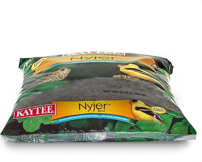 Kaytee Nyjer wild bird food seed, 3-pound, no hulls, 100% edible, high oil content, attracts finches and songbirds