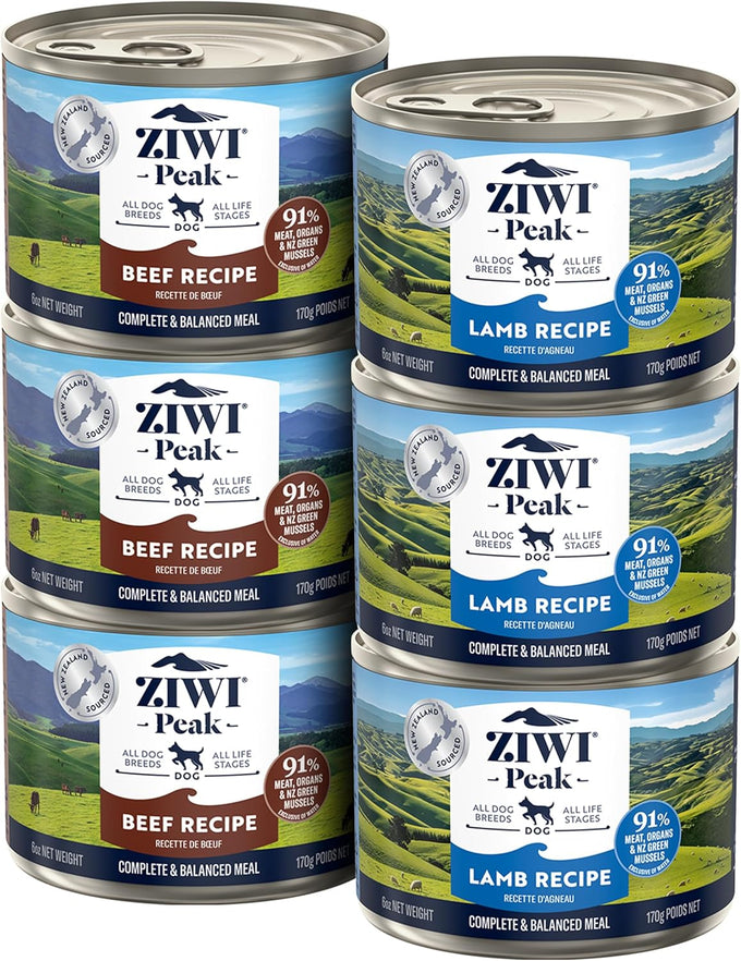 ZIWI Peak Grain-Free Wet Dog Food Variety Pack, 6 Flavors
