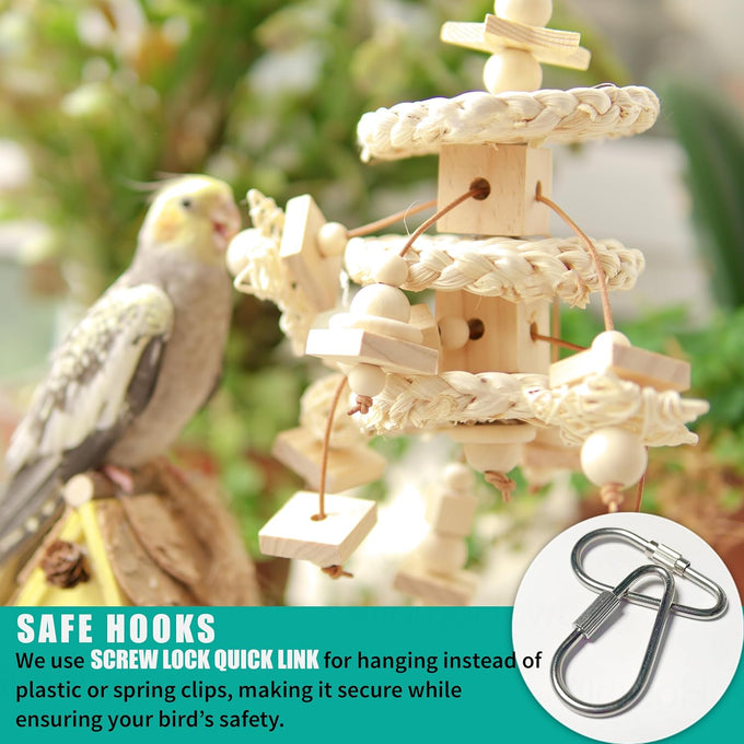 Natural bird toys for quaker parrot, lovebird, parakeet, cockatiel & conure - 100% natural, non-toxic, chew, shred & forage toys