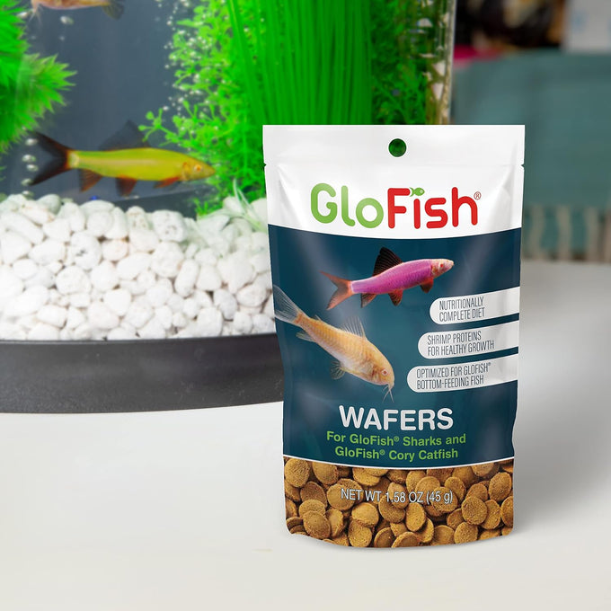 Tetra GloFish Wafers for Sharks and Cory Catfish, Bottom-feeding Fish Food, 1.58 Oz, Nutritionally Complete Diet