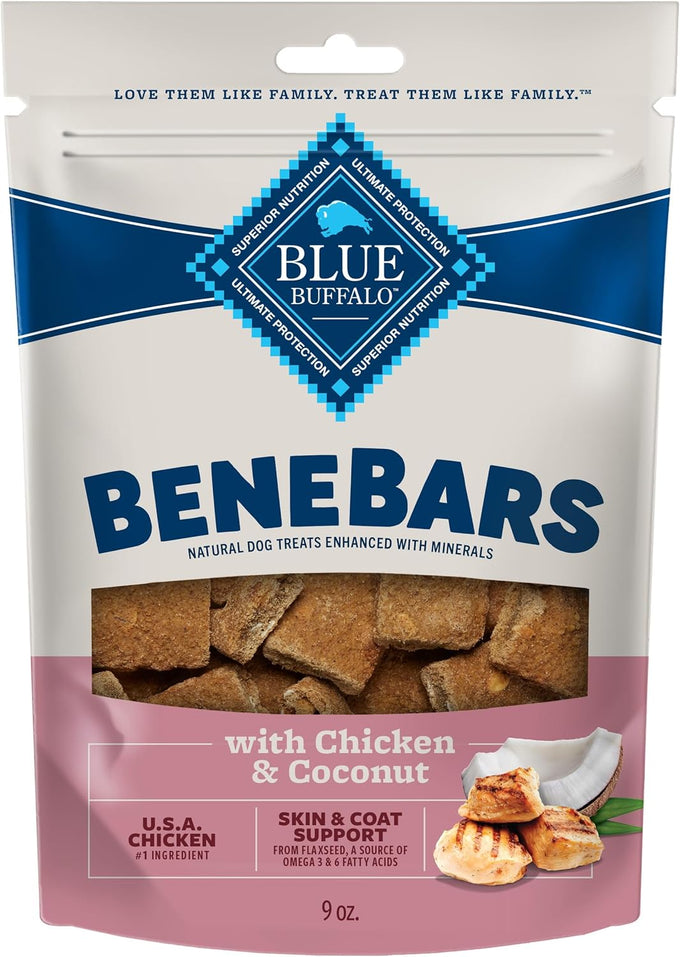 Blue Buffalo BeneBars Skin & Coat Support Dog Treats with Omega 3 & 6 Fatty Acids