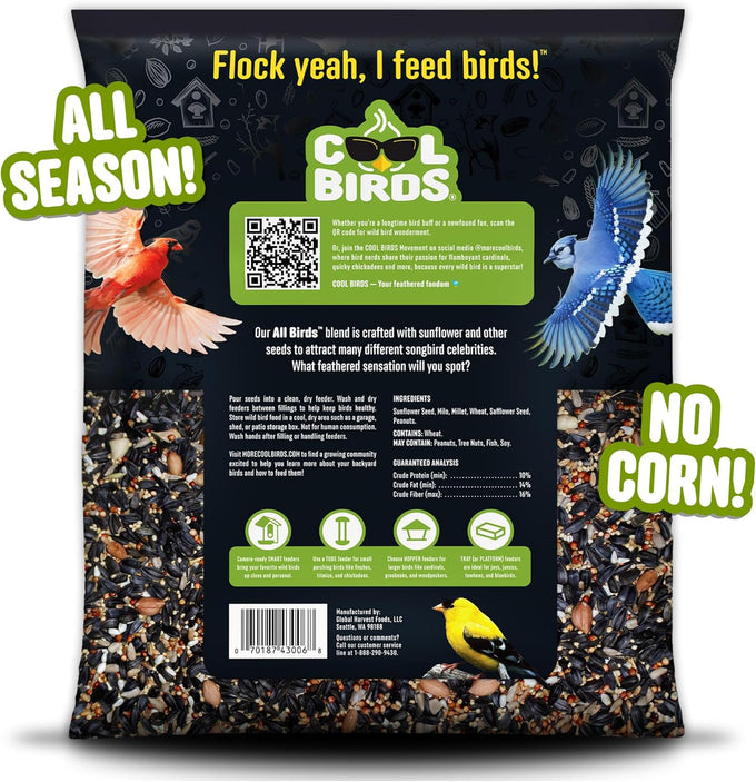 Cool Birds 10 lb Classic Blend Bird Seed with Black Oil Sunflower, White Millet, Safflower, Peanuts & Sunflower Hearts