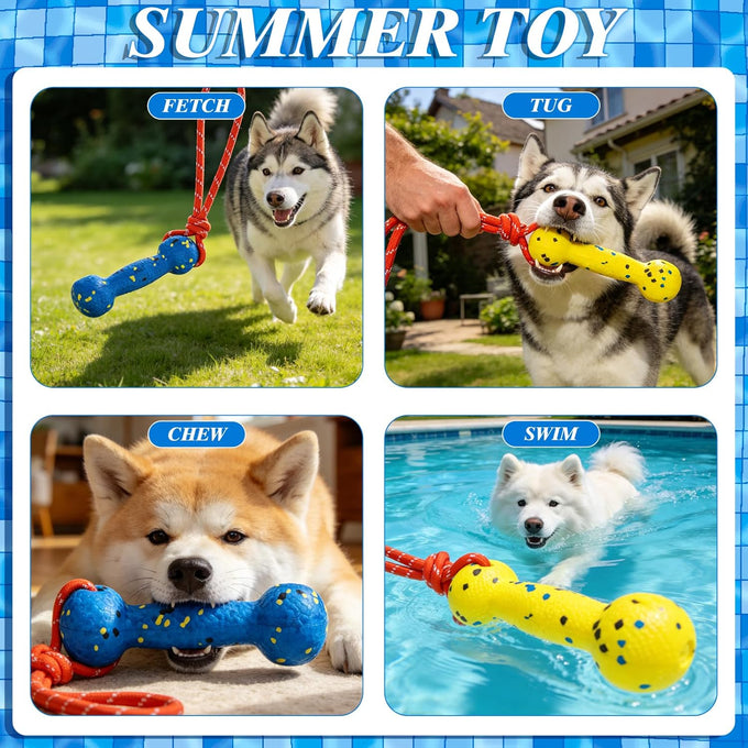 Expawlorer Floating Dog Toys 2 Pack, 7.9x2.4 inches ETPU Foam with Rope, for Water Fetch and Retrieving Games
