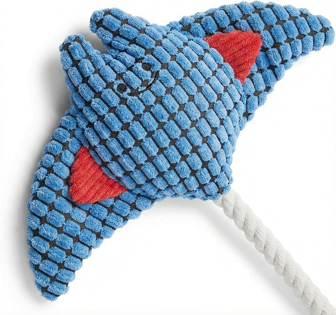 Stingray rope plush dog toy, soft durable cotton, for chewers, tug of war, all dog breeds