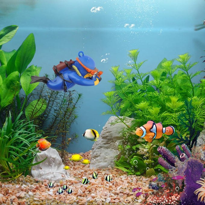 onesimcr floating fish tank decorations, aquarium accessories, diver decoration for all fish tanks, eco-friendly resin, adjustable position