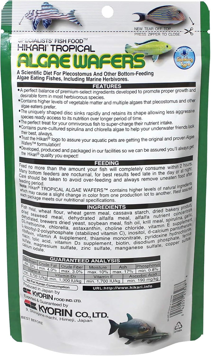 Hikari Usa Inc Tropical Algae Wafer 8.8-Ounce Pleco Diet Food Sticks Rich in Spirulina