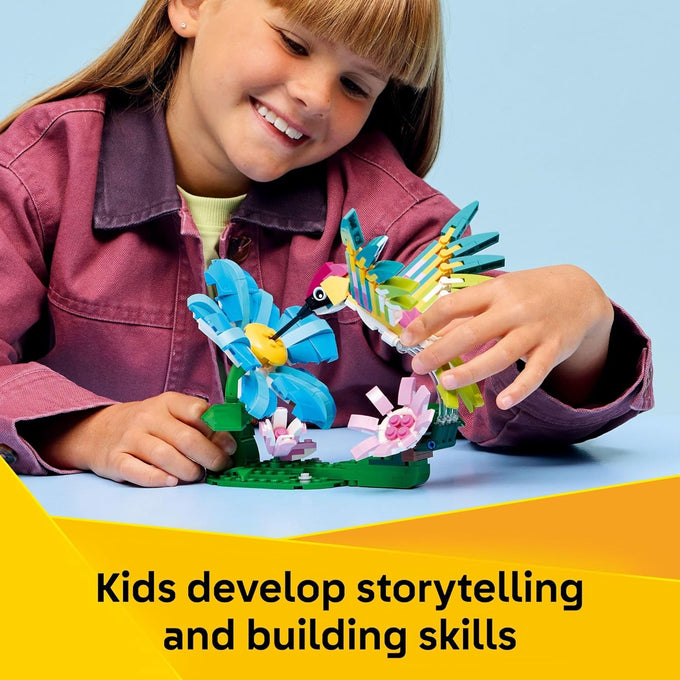 LEGO Creator 3 in 1 Wild Animals: Colorful Hummingbird Building Toy for Kids Ages 8+, Build 3 Animals - 31384