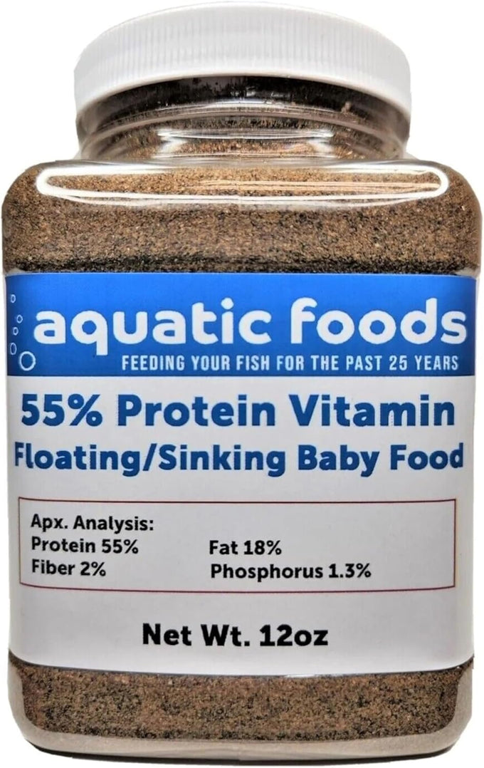 55% protein vitamin-rich micro floating/slow sinking food for tropical aquarium fish, cichlids, koi, and pond fish - 12oz jar