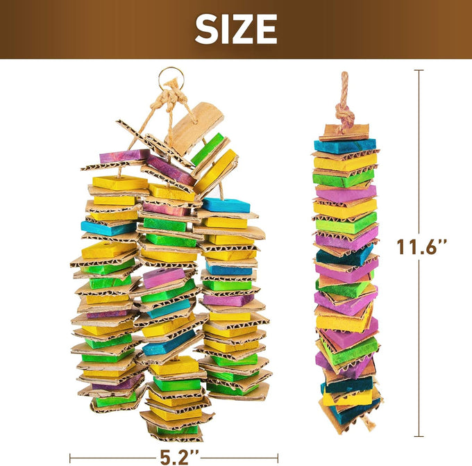 Myfamirea parrot toys for medium birds, natural wooden chew toys for African Greys, cockatoos, and macaws