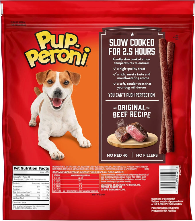 Pup-Peroni Original Beef Recipe, 38 Oz. Bag, Slow Cooked Dog Treats with Real Beef
