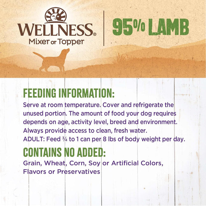 Wellness 95% Lamb Adult Canned Wet Dog Food, Grain Free