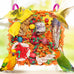 Bird toys for small & medium parrots - natural foraging & shredding cage hanging toys with seagrass mat, starfruit, loofah slices, 1 pc