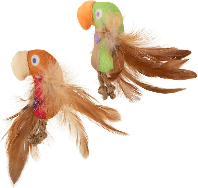 SmartyKat Instincts 2-Pack HappyNip Love Mates Feather Birds Plush Cat Toys Orange/Green