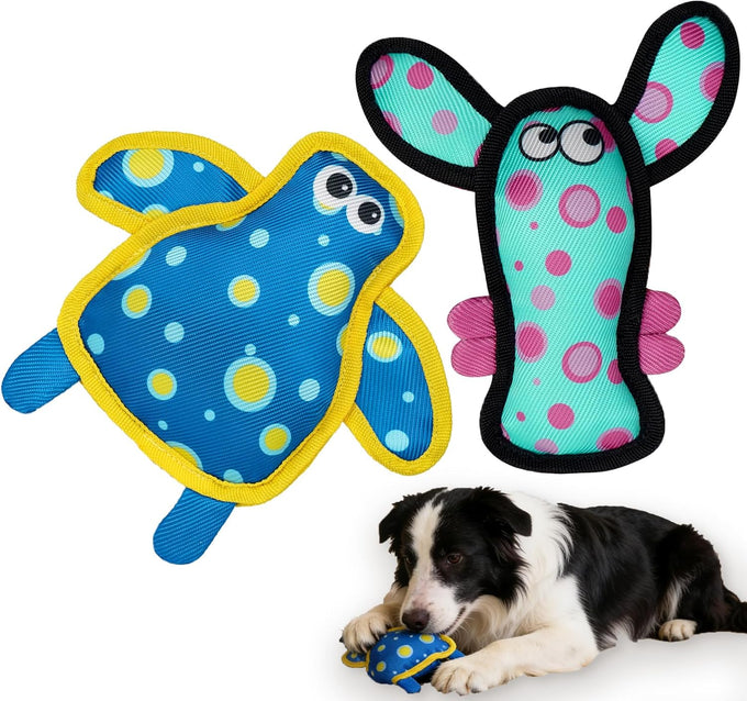 turtles & lobsters small dog toys cute colorful indoor play durable fabric non-shedding material