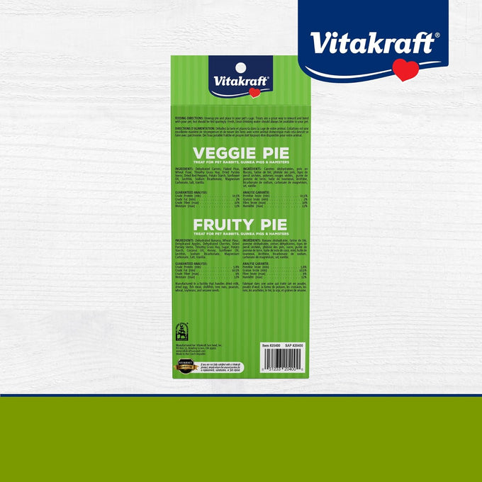Vitakraft veggie and fruity pie treats for small pets, 2 pies, brown, 1.27 ounces, pack of 1