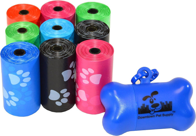 Downtown Pet Supply Poop Bags for Dogs with Leak-Proof Dispenser, 180 Count, Rainbow, 12.5" x 8.5"