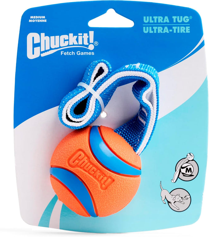 Chunky Chuckit! Ultra Tug Dog Toy, Medium, 20-60 pound dog fetch and tug toy with 2.5 inch ball