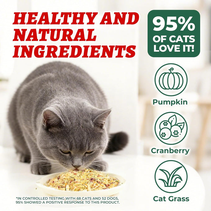 Wellix Pet Freeze Dried Treats High Protein Cat & Dog Food Topper 7.05oz 3 Ingredients Cat Grass Cranberry Pumpkin