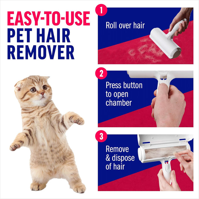 ChomChom Original Size Reusable Pet Hair Remover for Cats and Dogs on Furniture, Carpets, and More - White