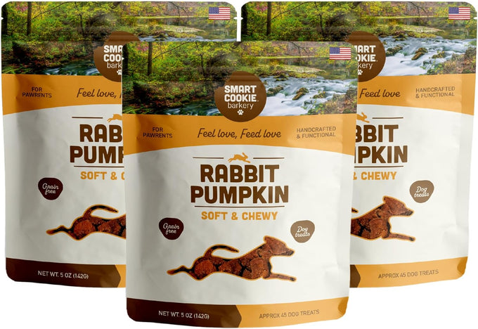 Smart Cookie All Natural Dog Treats Rabbit & Pumpkin Training Treats Made in USA