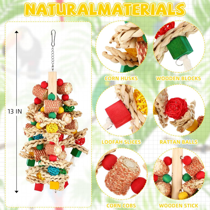 soulchen 4 pc extra large bird parrot toy set wooden chewing toys for large macaws african grey amazon parrots
