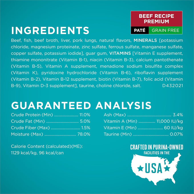 Purina ONE Grain Free, Natural Pate Wet Cat Food Variety Pack, 3 oz. Pull-Top Cans