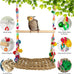 Natural Bird Swing Toys with Wood Perch for Parakeets, Budgies, Conures, Cockatiels, Lovebirds