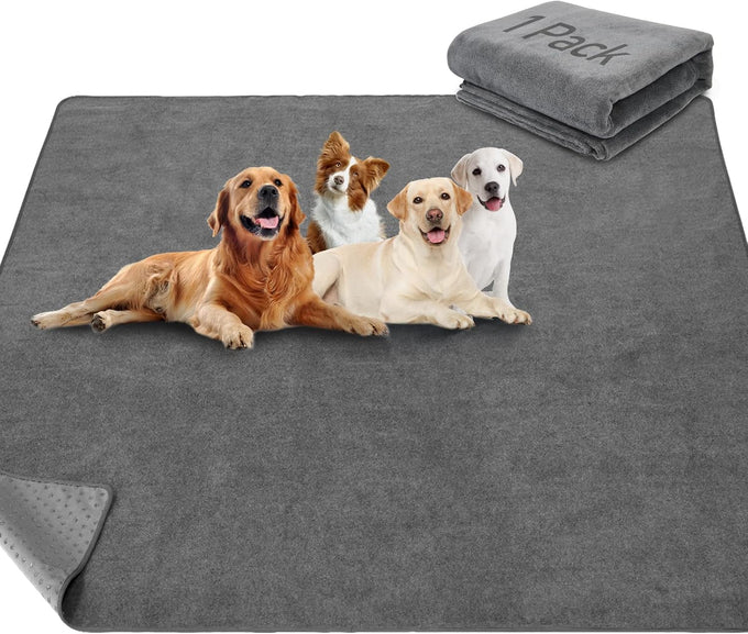 loobani 2 packs extra large reusable dog mat for floor, non-slip washable pee pads for dogs, gray, 36x48 inches