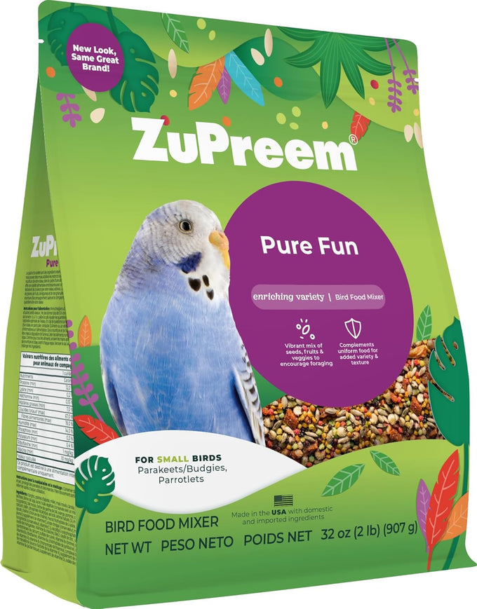 ZuPreem Smart Selects Daily Bird Food for Small Birds, Parakeet, Budgie, Parrotlet, Dove, Made in USA, 2 lb