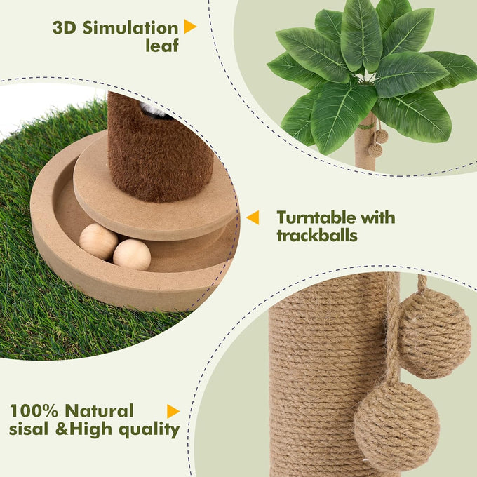 Woochpet 35'' Tall Cat Scratcher Tree Tower with Cat Toy Mouse Hole and Interactive Wooden Ball for Indoor Cats