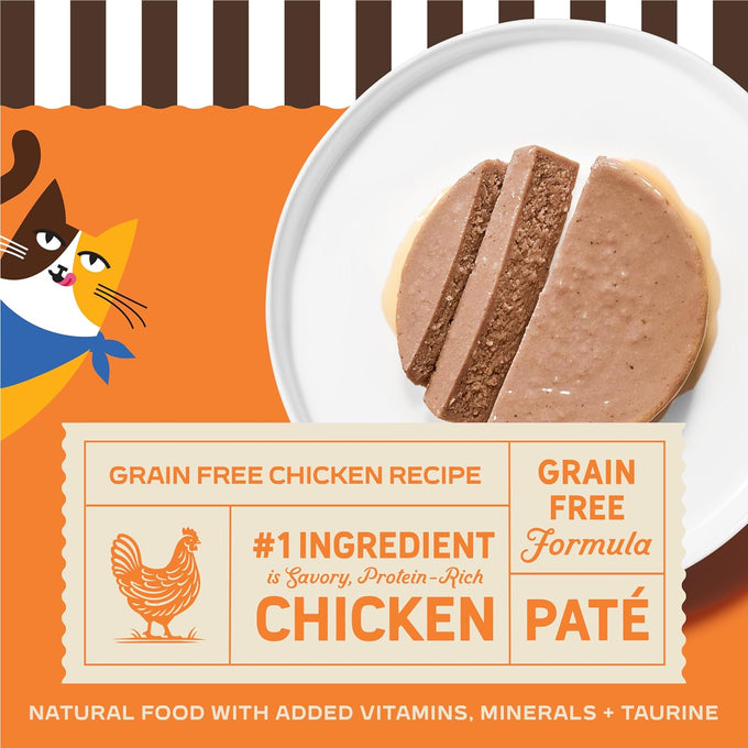 merrick purrfect bistro grain free premium soft canned pate adult wet cat food high protein chicken recipe 3 oz can