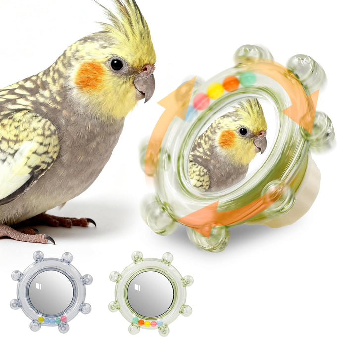 Parakeet Toys Colorful Spinner Rattle Bird Cage Enrichment Chewing Exercise for Parrots, 2pcs Random Color
